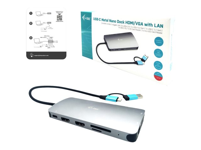 I-TEC USB 3.0 3X LCD NANO DOCK USB 3.0 USB-C/TB3 LAN PD 100W