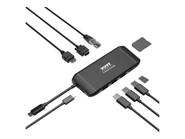 PORT connect - docking station - USB-C - HDMI, VGA - 1GbE