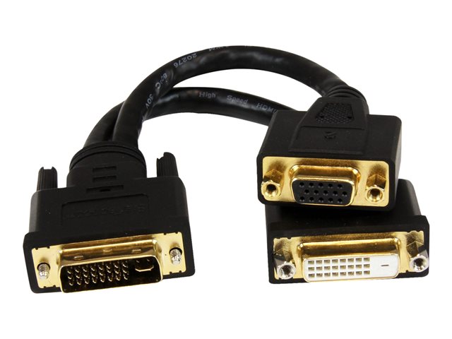 StarTech.com DVI I to DVI D and VGA Splitter, 8in, Wyse Compatible, DVI Video Splitter Cable for Dual Monitor Setup (DVI92030202L) - DVI splitter - 20.32 cm