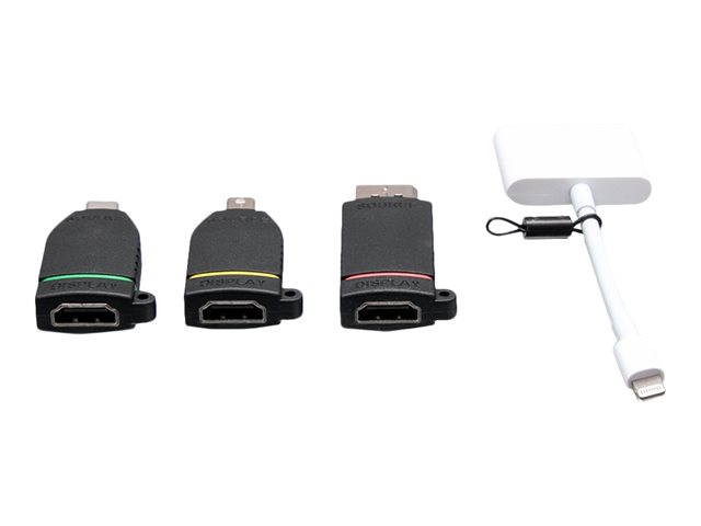 C2G Universal 4K HDMI Adapter Ring with Color Coded Mini DisplayPort, DisplayPort, USB-C, and Lightning - video adapter kit - Mini DisplayPort / DisplayPort / HDMI / USB / Lightning