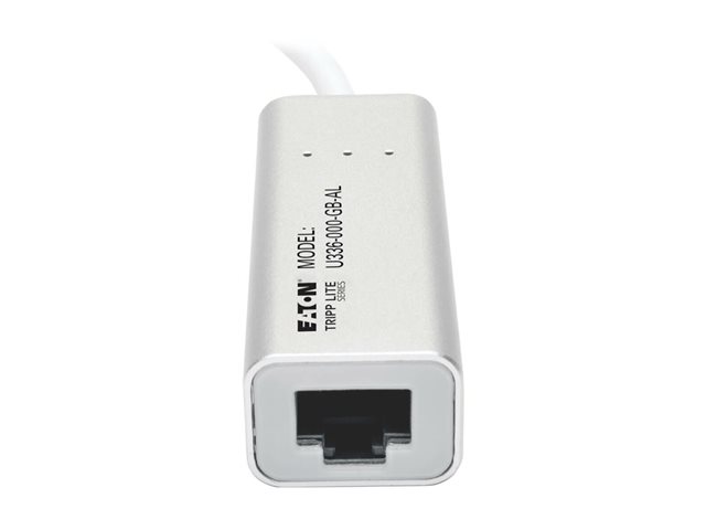 Eaton Tripp Lite Series USB 3.0 SuperSpeed to Gigabit Ethernet NIC Network Adapter RJ45 10/100/1000 Aluminum White - Network adapter - USB 3.0 - Gigabit Ethernet - silver