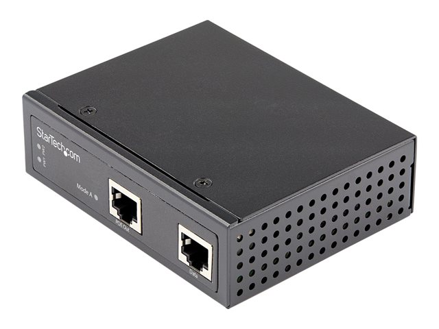 StarTech Industrial Gigabit Ethernet PoE Injector, 30W 802.3at PoE+ Midspan 48V-56VDC DIN Rail Power Over Ethernet Injector Adapter, -40C to +75C Cameras/Sensors/WiFi Access, 30W PoE - Midspan PoE Injector (POEINJ30W) - PoE injector - 30 Watt - output con