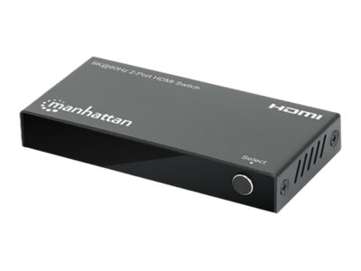 Manhattan HDMI Switch 2-Port, 8K@60Hz, Connects x2 HDMI sources to x1 display, Automatic Switching, Includes Micro-USB to USB-A power cable, Black, Three Year Warranty, Blister - video/audio switch - 8K@60Hz, 2-Port, HDMI