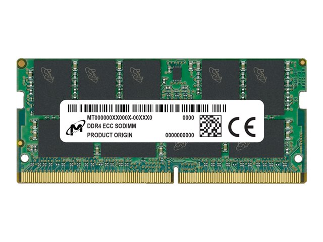 Micron - DDR4 - module - 32 GB - SO-DIMM 260-pin - 3200 MHz / PC4-25600 - CL22 - 1.2 V - unbuffered - ECC