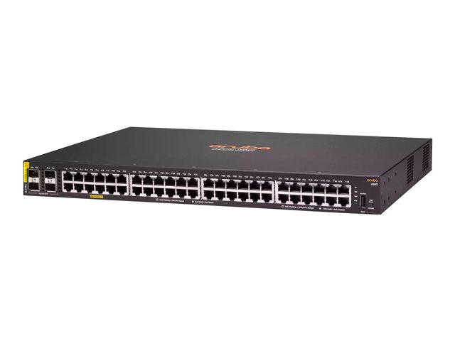HPE Aruba 6100 48G Class4 PoE 4SFP+ 370W Switch - Switch - Managed - 48 x 10/100/1000 (PoE+) + 4 x 1 Gigabit / 10 Gigabit SFP+ - side to side airflow - rack-mountable - PoE+ (370 W)