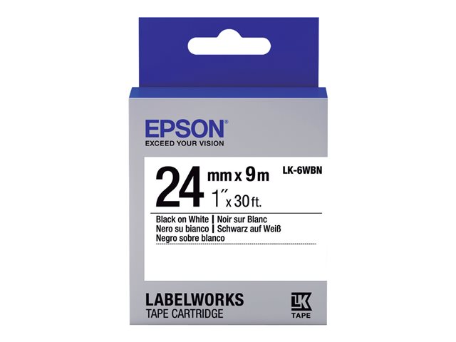 Epson LabelWorks LK-6WBN - Black on white - Roll (2.4 cm x 9 m) 1 roll(s) label tape - for LabelWorks LW-1000P, LW-600P, LW-700, LW-900P, LW-Z700FK, LW-Z710, LW-Z900FK
