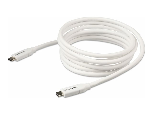 StarTech.com USB C to USB C Cable - 6 ft / 2m - 5A PD - M/M - White - USB 2.0 - USB-IF Certified - USB Type C Cable - USB C Charging Cable (USB2C5C2MW) - USB cable - USB-C (M) to USB-C (M) - Thunderbolt 3 / USB 2.0 - 5 A - 2 m - white