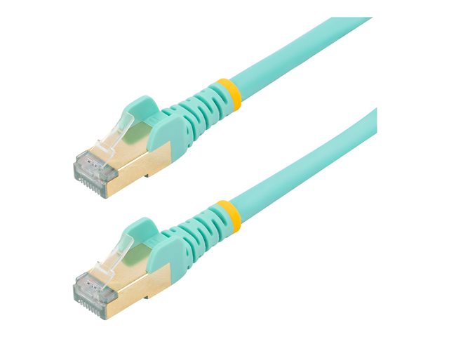 StarTech.com 7.5m CAT6A Ethernet Cable, 10 Gigabit Shielded Snagless RJ45 100W PoE Patch Cord, CAT 6A 10GbE STP Network Cable w/Strain Relief, Aqua, Fluke Tested/UL Certified Wiring/TIA - Category 6A - 26AWG (6ASPAT750CMAQ) - patch cable - 7.5 m - aqua