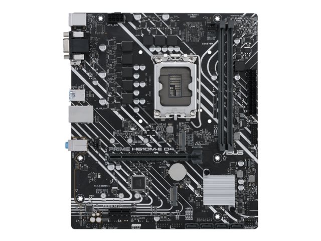 ASUS PRIME H610M-E D4 - Motherboard - micro ATX - LGA1700 Socket - H610 Chipset - USB 3.2 Gen 1 - Gigabit LAN - onboard graphics (CPU required) - HD Audio (8-channel)