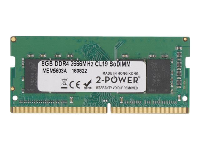 2-Power - DDR4 - module - 8 GB - SO-DIMM 260-pin - 2666 MHz / PC4-21300 - CL19 - 1.2 V - unbuffered - non-ECC - for (non-ECC): HP 250 G7, EliteBook 1050 G1, 735 G5, 735 G6, 745 G5, 745 G6, 755 G5, 830 G8, 840 G8, 840r G4, 850 G6, 850 G7, 850 G8, EliteBook