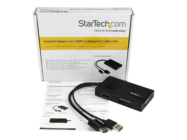 StarTech.com Travel A/V Adapter 3-in-1 HDMI to DisplayPort VGA or DVI - HDMI Adapter - 1920 x 1200 (HD2DPVGADVI) - video converter