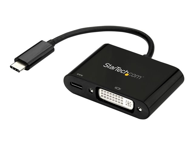 StarTech USB C to DVI Adapter with Power Delivery, 1080p USB Type-C to DVI-D Single Link Video Display Converter with Charging, 60W PD Pass-Through, Thunderbolt 3 Compatible, Black - USB-C Display Adapter (CDP2DVIUCP) - External video adapter - Parade PS1