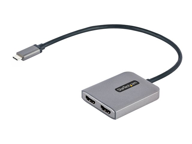 Startech USB-C to Dual HDMI MST HUB, Dual HDMI 4K 60Hz, USB Type C Multi Monitor Adapter for Laptop w/ 1ft (30cm) cable, DP 1.4 Multi-Stream Transport Hub, USB Type C to 2x HDMI Ports - USB-C to HDMI Splitter (MST14CD122HD) - Adapter - USB-C male to HDMI