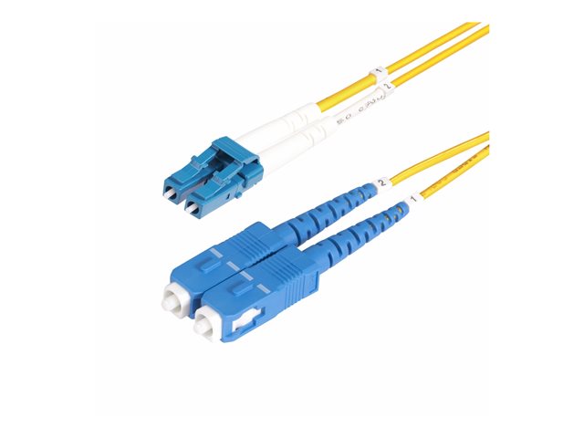 Startech 5m (15ft) LC to SC (UPC) OS2 Single Mode Duplex Fiber Optic Cable, 9/125µm, Laser Optimized, 10G, Bend Insensitive, Low Insertion Loss - LSZH Fiber Patch Cord (SMLCSC-OS2-5M) - Patch cable - LC/UPC single-mode (M) to SC/UPC single-mode (M) - 5 m 