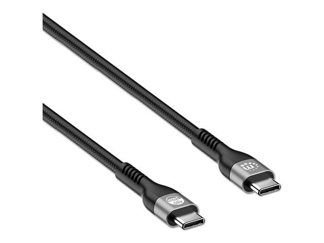 Manhattan USB-C to USB-C Cable (240W), 2m, Male to Male, Black, 480 Mbps (USB 2.0), Extended Power Range (EPR) charging up to 240W (Note additional USB-C 240W wall charger needed), Lifetime Warranty, Polybag - USB cable - 24 pin USB-C to 24 pin USB-C - 2