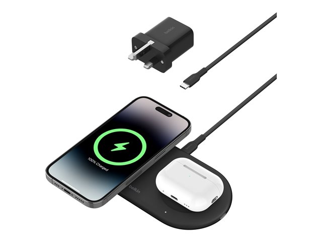 Belkin BoostCharge Pro 2-in-1 wireless charging pad - magnetic with Qi2 - + AC power adapter - 15 Watt