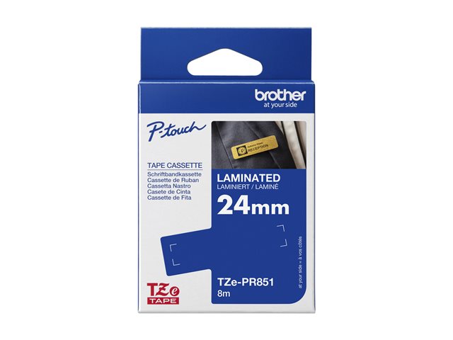 Brother TZe-PR851 - Black print on premium glitter gold - Roll (2.4 cm x 8 m) 1 cassette(s) laminated tape - for Brother PT-H110, H200, P-Touch GL-H105, PT-D210, D800, E550, H110, H200, H500, H75, P900
