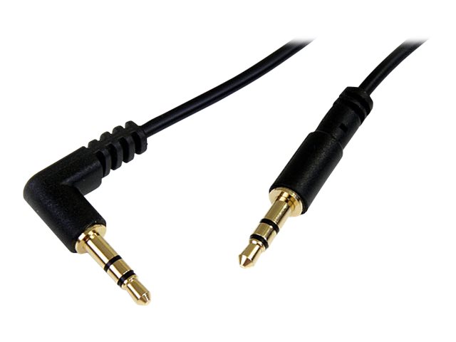 Startech 3 ft. (0.9 m) 3.5mm Audio Cable - 3.5mm Slim Audio Cable - Right Angle - Male/Male - Aux Cable (MU3MMSRA) - Audio cable - mini-phone stereo 3.5 mm male to mini-phone stereo 3.5 mm male - 91 cm - black - right-angled connector - for P/N: SV231DVGA