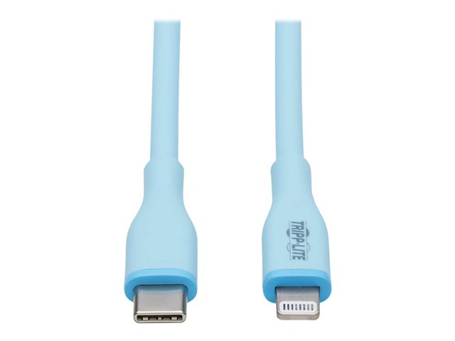 Eaton Tripp Lite Series Safe-IT USB-C to Lightning Sync/Charge Antibacterial Cable, Ultra Flexible, MFi Certified - USB 2.0 (M/M), Light Blue, 6 ft. (1.83 m) - Lightning cable - Lightning / USB - 1.83 m
