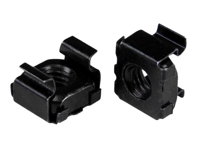 Startech M6 Cage Nuts - 100 Pack, Black - M6 Mounting Cage Nuts for Server Rack & Cabinet (CABCAGENT62B) - Cage nuts - black (pack of 100) - for P/N: RACK-18U-20-WALL-OA, RACK-21U-20-WALL-OA, RACK-24U-20-WALL-OA, RK12OD2, RK3236BKF