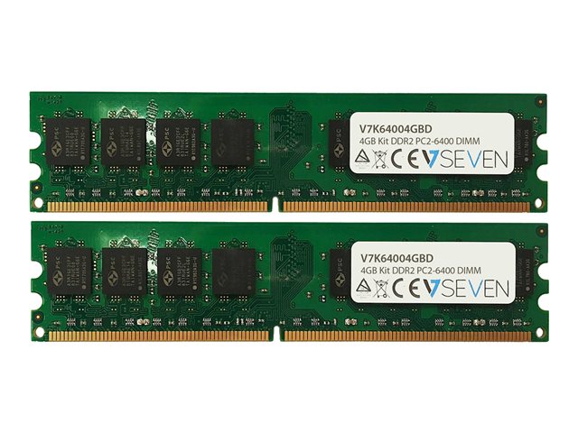 V7 - DDR2 - kit - 4 GB: 2 x 2 GB - DIMM 240-pin - 800 MHz / PC2-6400 - unbuffered