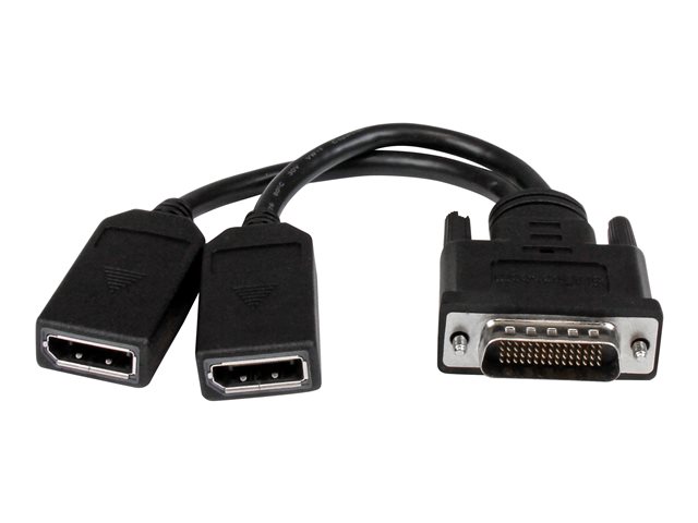 StarTech DMS-59 to DisplayPort - 8in - DMS 59 to 2x DP - Y Cable - DMS-59 Adapter - DisplayPort Splitter Cable - LFH Cable (DMSDPDP1) - Display splitter - DisplayPort (F) to DMS-59 (M) - 20.3 cm - molded, thumbscrews - black