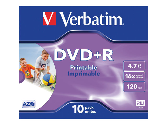 DVD+R 4.7GB 16X PRINTABLE 10PK JEWELCASE