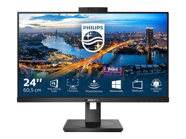 Philips 242B1H - LED monitor - 24" - 1920 x 1080 Full HD (1080p) @ 75 Hz - IPS - 250 cd/m² - 1000:1 - 4 ms - HDMI, DVI-D, VGA, DisplayPort - speakers - black texture