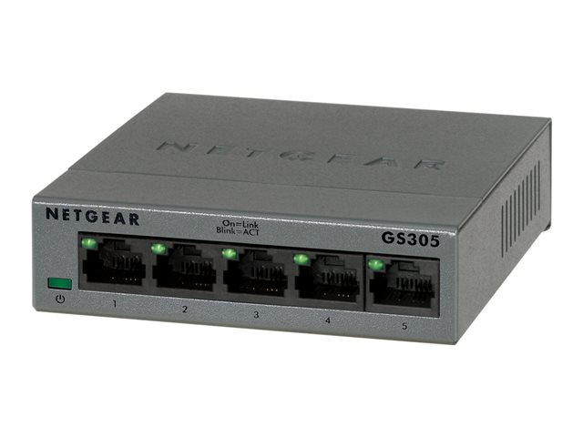 NETGEAR GS305 - V3 - switch - unmanaged - 5 x 10/100/1000 - desktop, wall-mountable