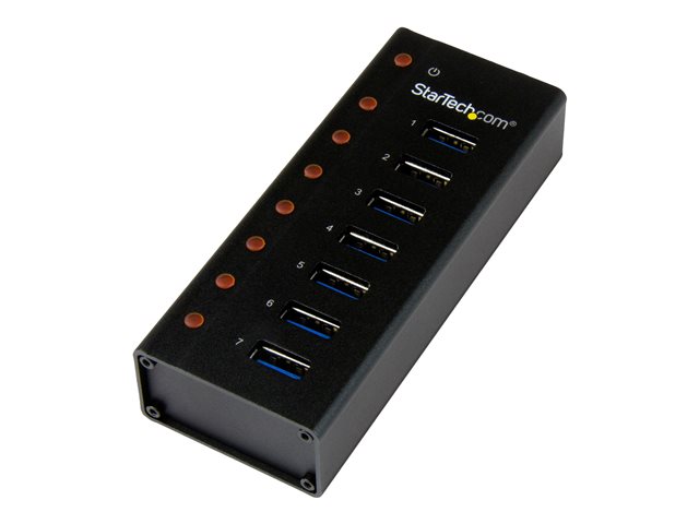 Startech 7 Port USB 3.0 Hub (5 Gbps) - Metal Enclosure - Desktop or Wall Mountable - Rugged & industrial Powered USB Expander and Splitter Hub (ST7300U3M) - Hub - 7 x SuperSpeed USB 3.0 - desktop, wall-mountable - for P/N: BNDTBUSB3142, PEXUS313AC2V, PEXU