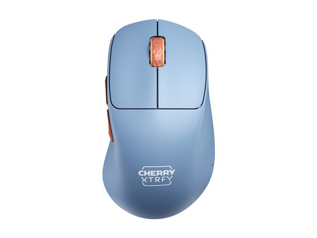 CHERRY Xtrfy M64 - Mouse - ergonomic - optical - 5 buttons - wireless - 2.4 GHz - USB wireless receiver - blue