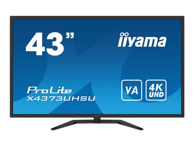 iiyama ProLite X4373UHSU-B1 A - LED monitor - 43" (42.5" viewable) - 3840 x 2160 4K @ 60 Hz - VA - 400 cd/m² - 4000:1 - 3 ms - 2xHDMI, DisplayPort, Mini DisplayPort - speakers - matte, black