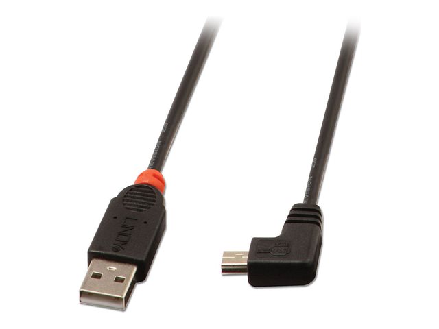 0.5M USB 2.0 CABLE 90DEG BLACK AM - 90 DEGREE MINI B MAL