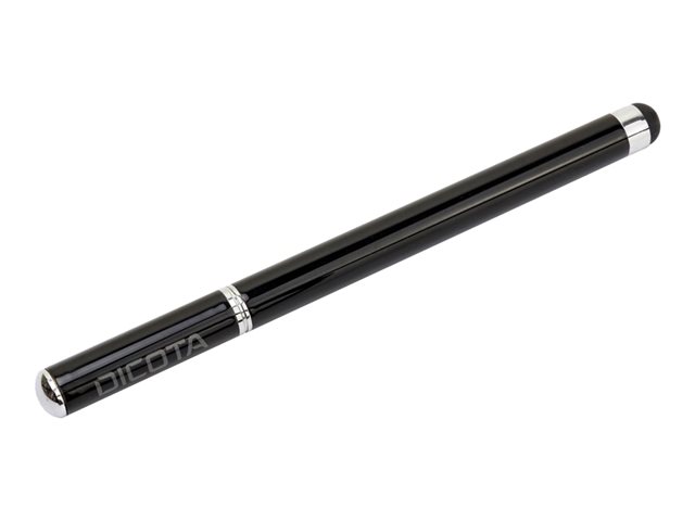 DICOTA Stylus Pen - Black. 2-in-1 design: stylus (for use on touchscreens) and also ballpoint pen. Avoids annoying fingerprints on the touchscreens. Works on all touchscreens. Refills available for the integrated ballpoint pen. - DICOTA has over 20 years