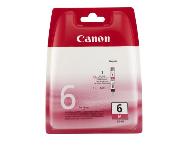 Canon BCI-6 M - 4707A002 - 1 x Magenta - Ink tank - For BJS820, i990,99XX, PIXMA IP3000,IP4000,iP5000,iP6000,iP8500,MP750,MP760,MP780