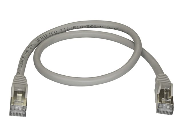 StarTech.com 50cm CAT6A Ethernet Cable, 10 Gigabit Shielded Snagless RJ45 100W PoE Patch Cord, CAT 6A 10GbE STP Network Cable w/Strain Relief, Grey, Fluke Tested/UL Certified Wiring/TIA - Category 6A - 26AWG (6ASPAT50CMGR) - patch cable - 50 cm - grey