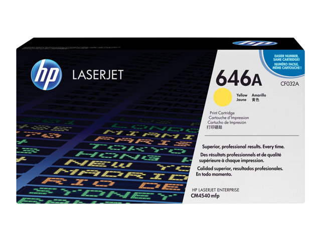 HP 646A - CF032A - 1 x Yellow - Toner cartridge - For Color LaserJet Enterprise CM4540, CM4540f, CM4540fsk, CM4540fskm