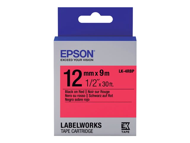 Epson LabelWorks LK-4RBP - label tape - 1 cassette(s) - Roll (1.2 cm x 9 m)