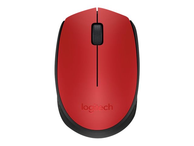 Logitech M171 - Mouse - wireless - 2.4 GHz - USB wireless receiver - black, red