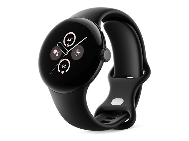 Google Pixel Watch 2 - Matte black aluminium - smart watch with active band - fluoroelastomer - obsidian - band size: S/L - 32 GB - Wi-Fi, LTE, NFC, Bluetooth - 4G - 31 g
