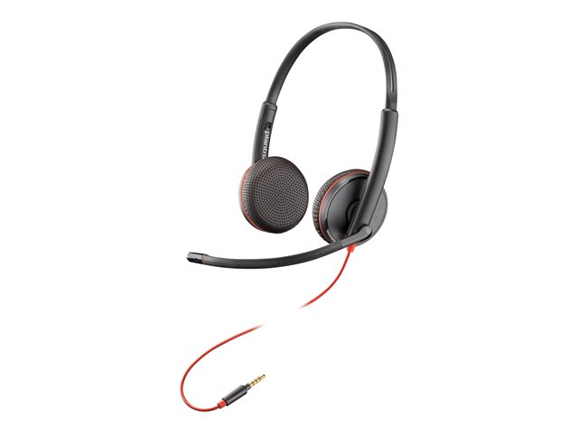 HP Poly Blackwire C3225 - Blackwire 3200 Series - headset - on-ear - wired - 3.5 mm jack - black - Skype Certified, Cisco Jabber Certified, Avaya Certified