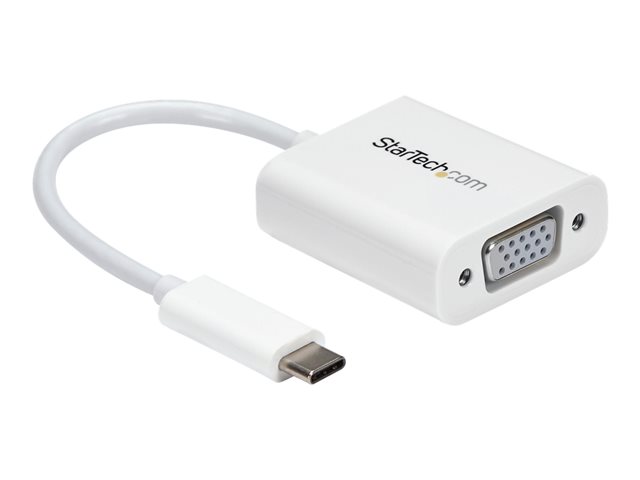 StarTech USB-C to VGA Adapter - White - 1080p - Video Converter For Your MacBook Pro / Projector / VGA Display (CDP2VGAW) - USB / VGA adapter - USB-C (M) to HD-15 (VGA) (F) - USB 3.1 Gen 1 / Thunderbolt 3 - 17.5 m - USB power, 1920 x 1200 (WUXGA) support