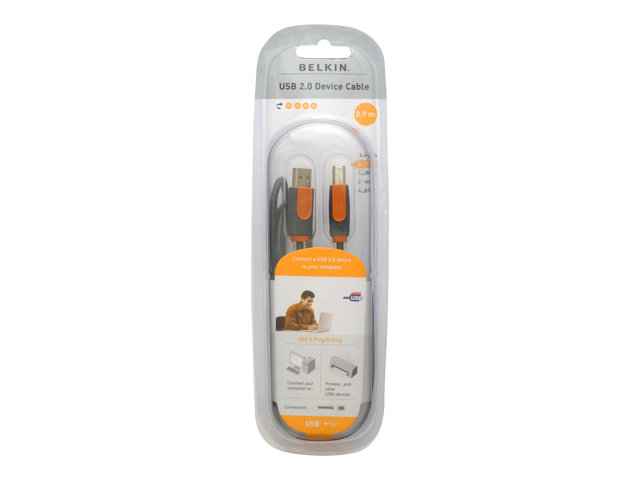 Belkin PRO Series Hi-Speed USB 2.0 Device Cable - USB cable - USB to USB Type B - 3 m