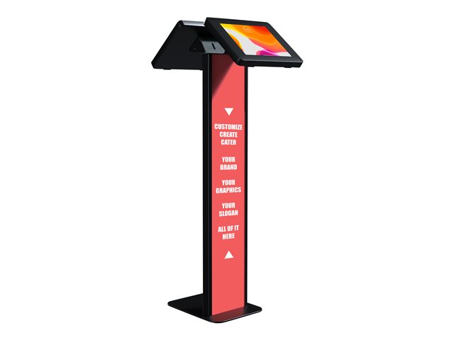 PREMIUM DUAL ENCLOSURE LOCKING FLOOR STAND KIOSK W/GRAPHIC BLA