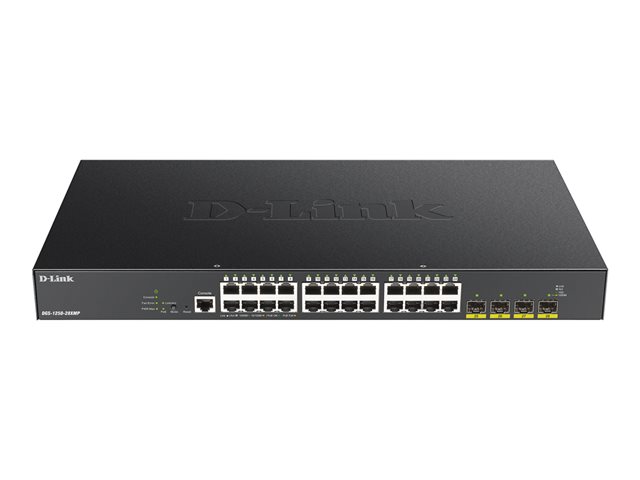 D-Link DGS 1250-28XMP - Switch - L3 Lite - smart - 24 x 10/100/1000 (PoE) + 4 x 10 Gigabit SFP+ - rack-mountable - PoE (370 W)