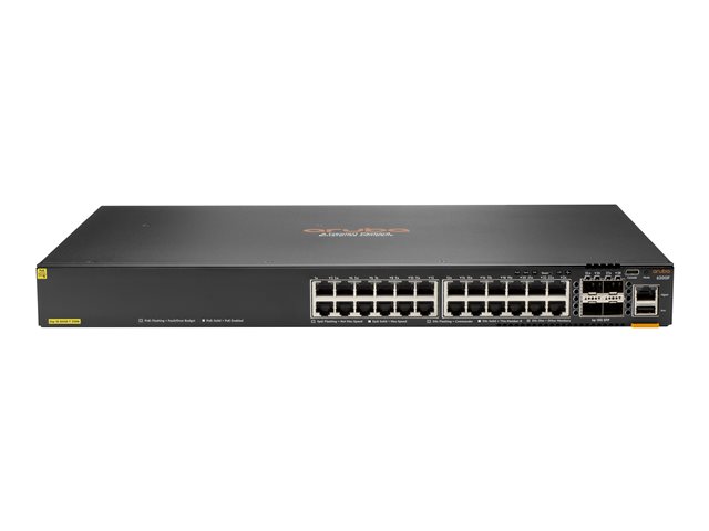 HPE Aruba Networking CX 6200F 24G Class 4 PoE 4SFP 370W Switch - Switch - Max. Stacking Distance 10 kms - L3 - Managed - 24 x 10/100/1000 (PoE+) + 4 x 100/1000 SFP - front and side to back - rack-mountable - PoE+ (370 W) - for CX 6200F 24G Class4 PoE 4SFP