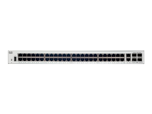Cisco Catalyst 1000-48T-4G-L - Switch - Managed - 48 x 10/100/1000 + 4 x Gigabit SFP (uplink) - rack-mountable