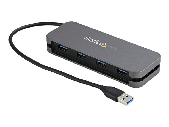 Startech 4 Port USB 3.0 Hub, 4x USB-A, 5Gbps Laptop/Desktop USB Type-A Hub, USB Bus Powered, 11" Long Cable with Cable Management (HB30AM4AB) - Hub - 4 x USB 3.2 Gen 1 - desktop