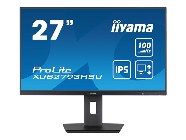 iiyama ProLite XUB2793HSU-B7 - LED monitor - 27" - 1920 x 1080 Full HD (1080p) @ 100 Hz - IPS - 250 cd/m² - 1300:1 - 1 ms - HDMI, DisplayPort - speakers - matte black