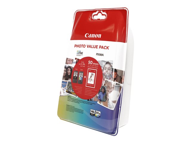 Canon PG-540L/CL-541XL Photo Value Pack - Glossy - 2-pack - High Yield - black, colour (cyan, magenta, yellow) - original - blister - ink tank / paper kit - for PIXMA MG3150, MG3550, MG3650, MG4250, MX395, MX455, MX475, MX525, MX535, TS5150, TS5151